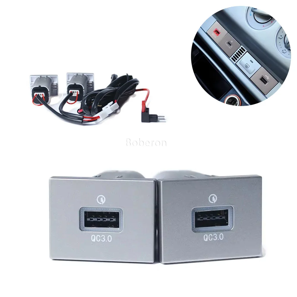 12V/24V Silvery Car Quick Charger Dual USB Outlet Fuse Box Power Socket interface Adapter For Ford Focus 2 2004-2010 mk2