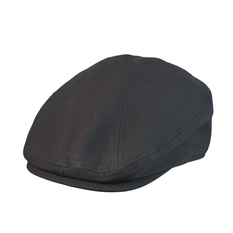 Spring Summer Linen Newsboy Cap New Solid Black Breathable Beret Men\'s Women\'s Literary Retro Hat England Hats Male Hats A-59