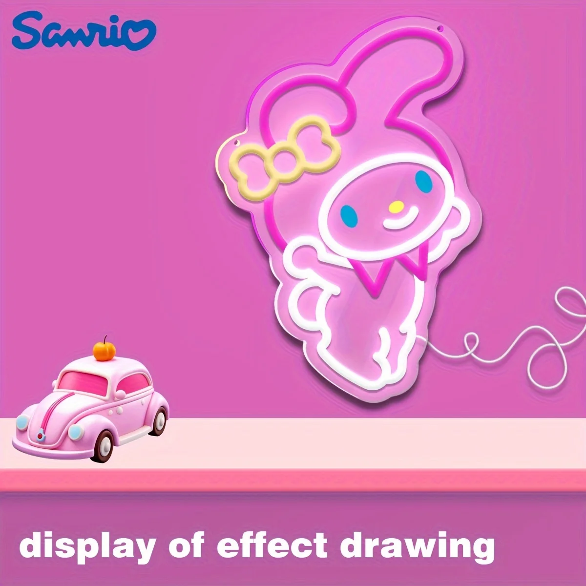 

Неоновая вывеска My Melody с LED-подсветкой и регулировкой яркости для декора стен, неоновая лампа для комнаты Sanrio, спальни, свадебного декора, аниме-светильник для стены, подарок на день рождения