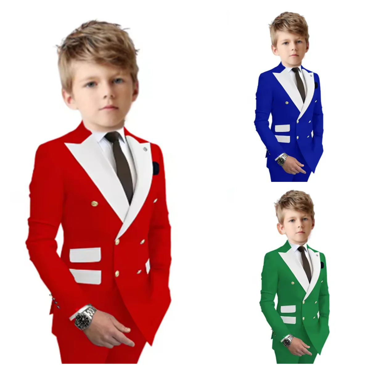 

Boy's multicolor wedding suit birthday party boys' suit host piano performance dinner show performance ceremony outfit set