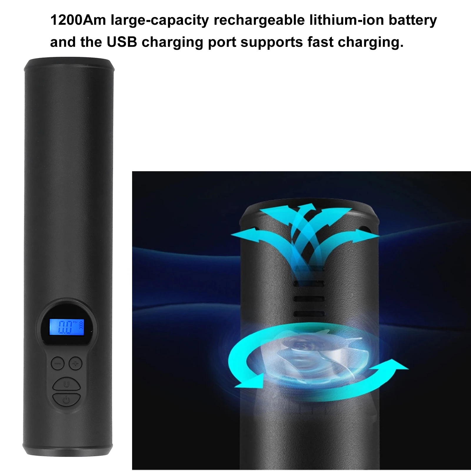 

Portable Mini Tire Pump Cordless Rechargeable Air Compressor LCD Display with LED Light for Car Bike Motorcycle Tire Pump