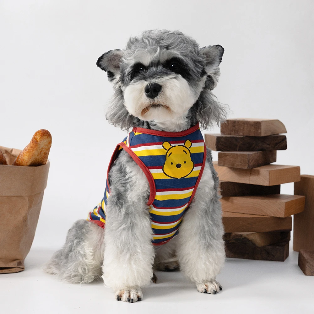 

Fashion Shirt Spring Summer Vest for Schnauzer Shiba Inu Bear Stripe Clothing Outfit Pomeranian Yorkshire Small Media Dogs