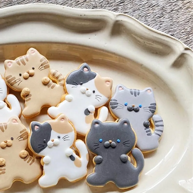 Cartoon Kitten Cat Shaped Biscuit Mold Animal Cookie Cutting Die Cake Decorating Tool Birthday Baking Accessories Kitchen Gadget