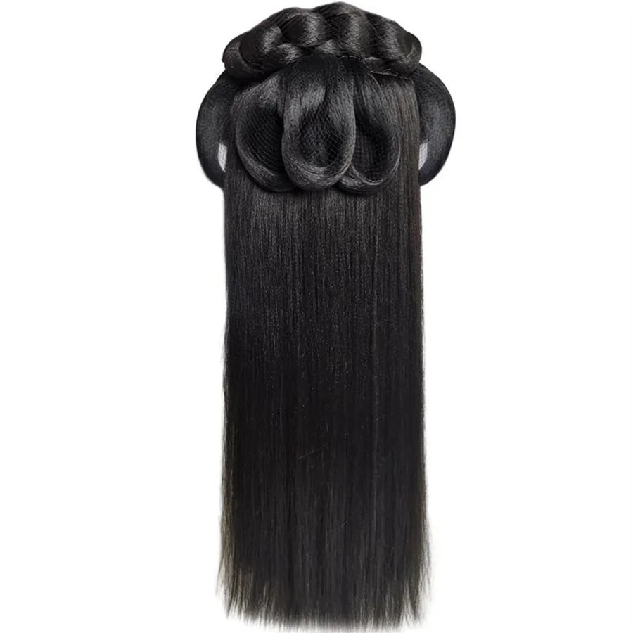 2025 여성용 중국 초원 가발, 전통 한복 합성 가발, 03번 스타일, 자연스러운 검은색 뒤태