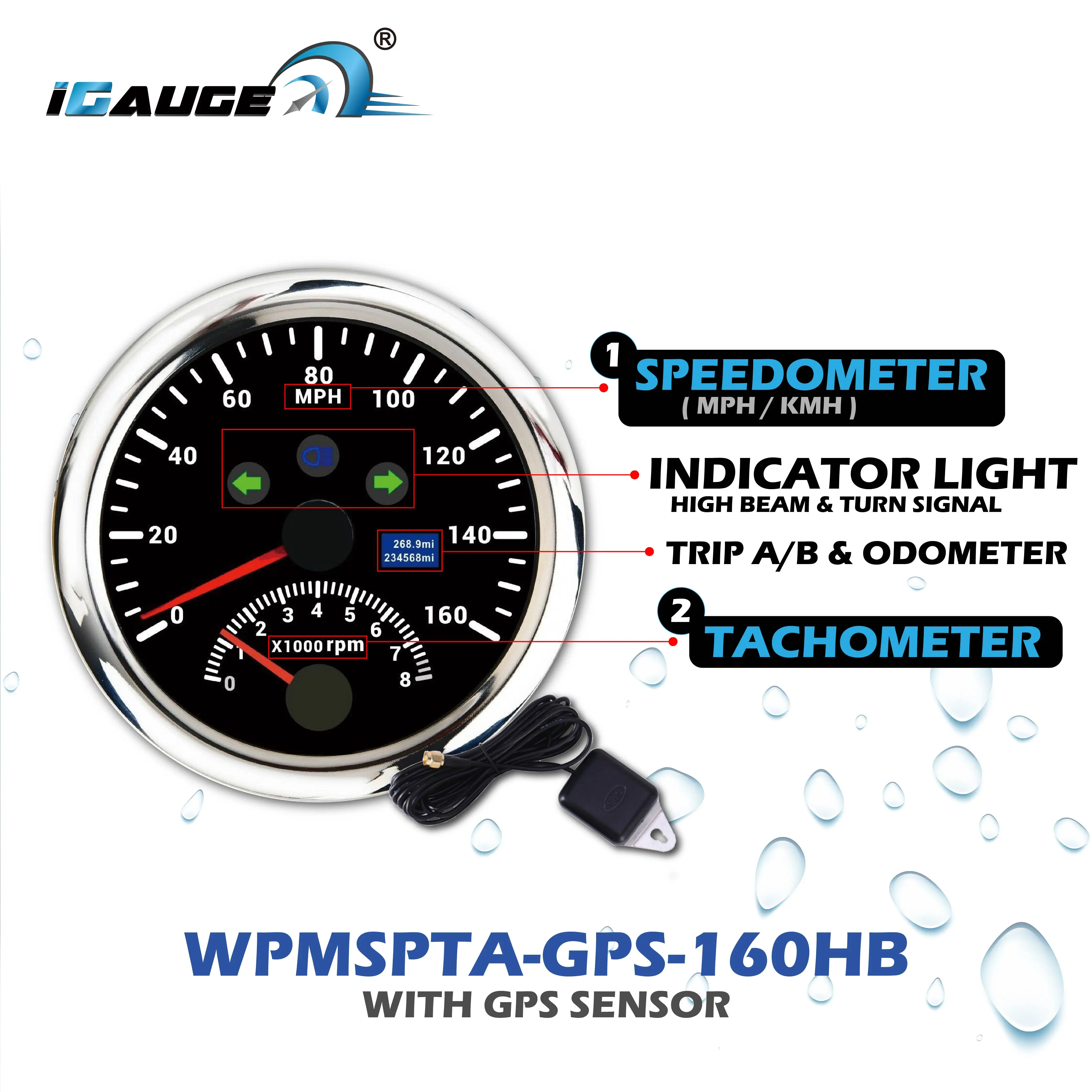 85mm Electrical 2 Gauge Set Speedometer ODOMETER Tachometer Water Temp Oil Pressure Fuel Level Volt Meter Marine Gauge Car