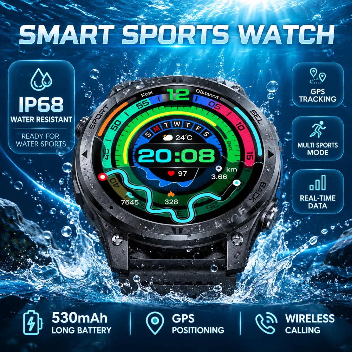 2026 GPS Smart Watch Offline Map Real-time Route Navigation Clock Man Outdoor Watch Military IP68 Waterproof Smartwatch Men