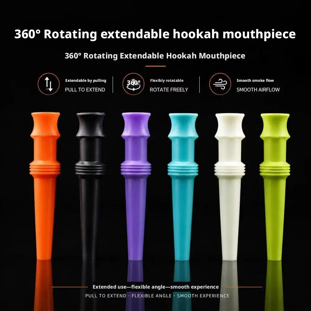 100Pcs/Bag 360° Rotating Extendable Hookah Mouthpiece Adjustable Shisha Mouth Tip Flexible Angle, Smooth Airflow, MultiColor