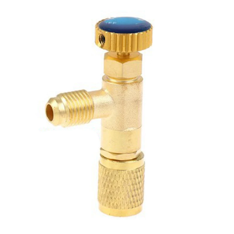 Air Conditioning Refrigerant Safety Valve R410A R22 1/4 Inch Refrigeration Charging Safety Liquid Adapter Hand Tool