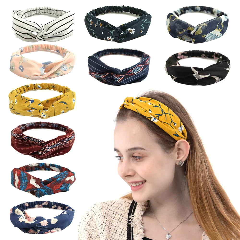 

PrintedHeadbands KnotStyleAccessories FashionableHairbands VersatileHairstyleAids FloralPatternHairwear CasualFashionHeadpieces