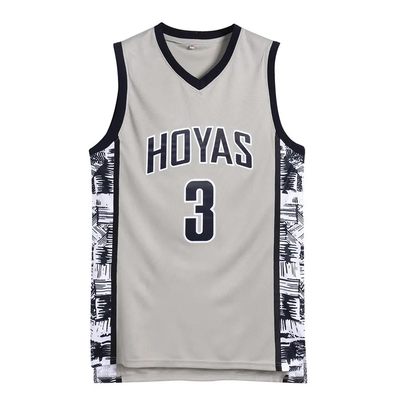 Iverson#Koszulka do koszykówki Georgetown Hoyas College 3, koszulka hip-hopowa w stylu retro, powrót do przeszłości, wszystkie szyte