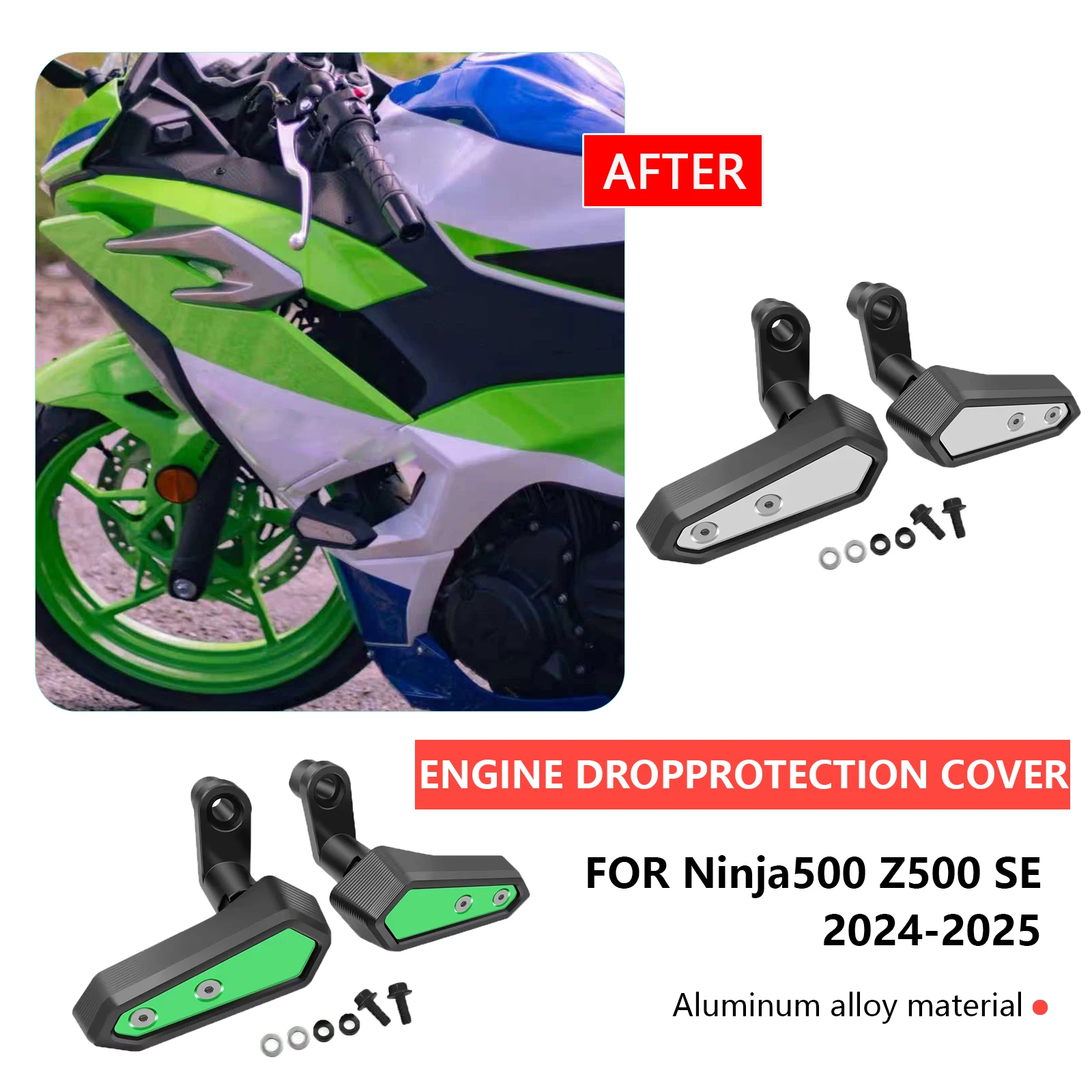 

For Kawasaki Ninja500 Z500 Z 500 2024-2025 New Motorcycle Frame Slider Engine Protective Guard cover Falling Protection Fit
