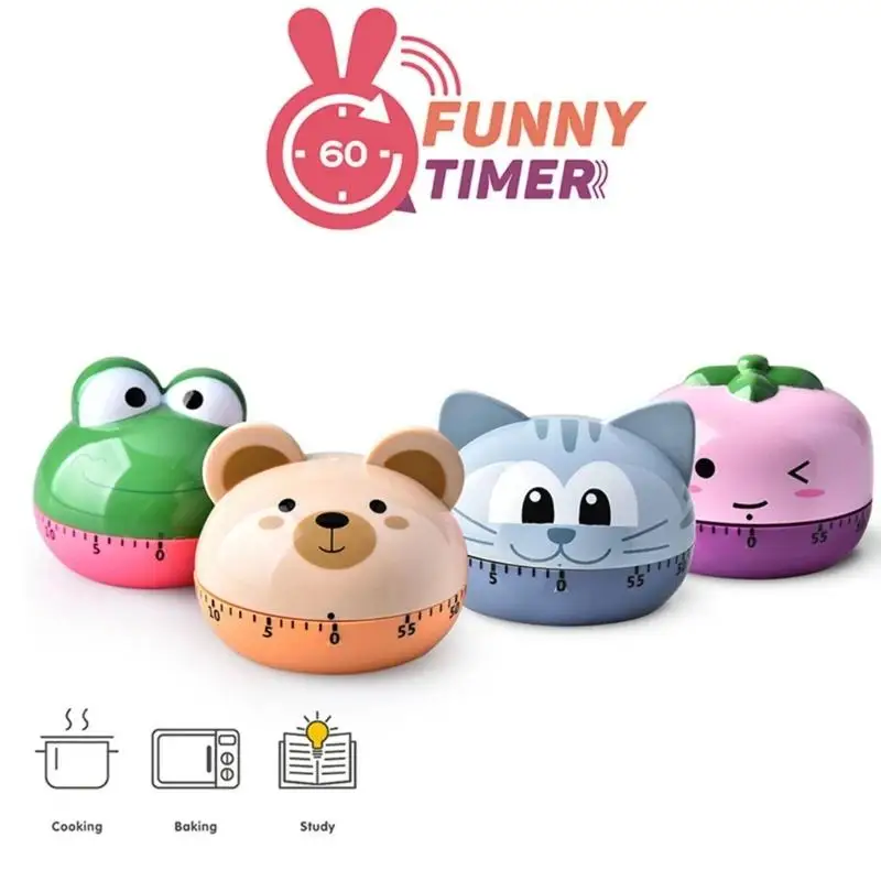 Mechanical Kitchen Timer with Cartoon Animal Pattern, Cooking Alarm Clock, Stimulating Countdown Timer, Conference Room Timer