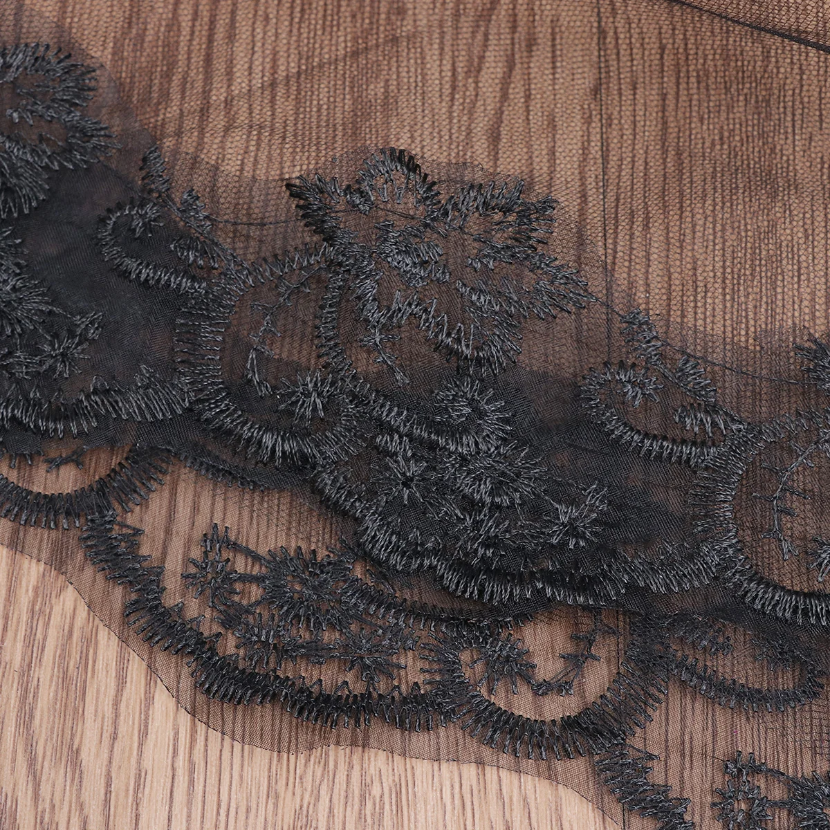 Retro Embroidery Veil Lace Bride Long Black for Photography Wedding Halloween Cosplay
