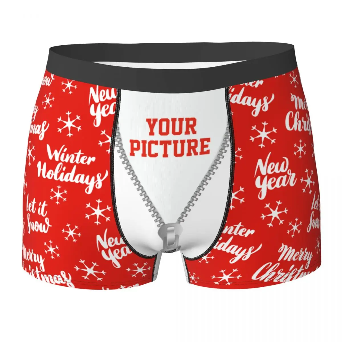 

Funny Boxer DIY Your Picture Customized Christmas Pattern Shorts Panties Men Underwear New Year Underpants for Male Plus Size