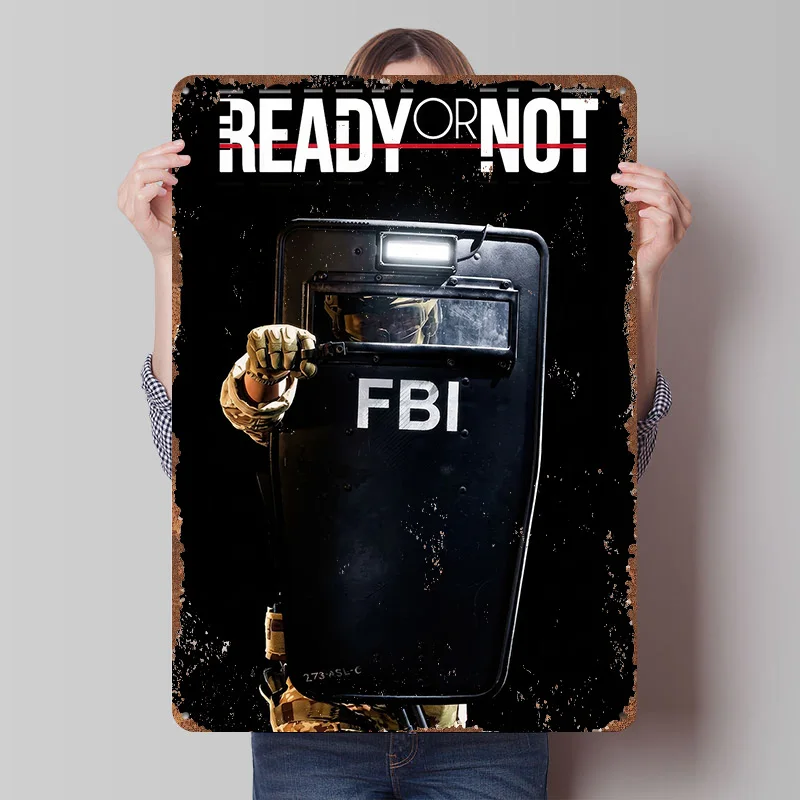

Металлическая винтажная табличка с принтом «Готовы ли вы или нет FBI Riot Shield», настенный декор, ретро-постер, украшение для дома