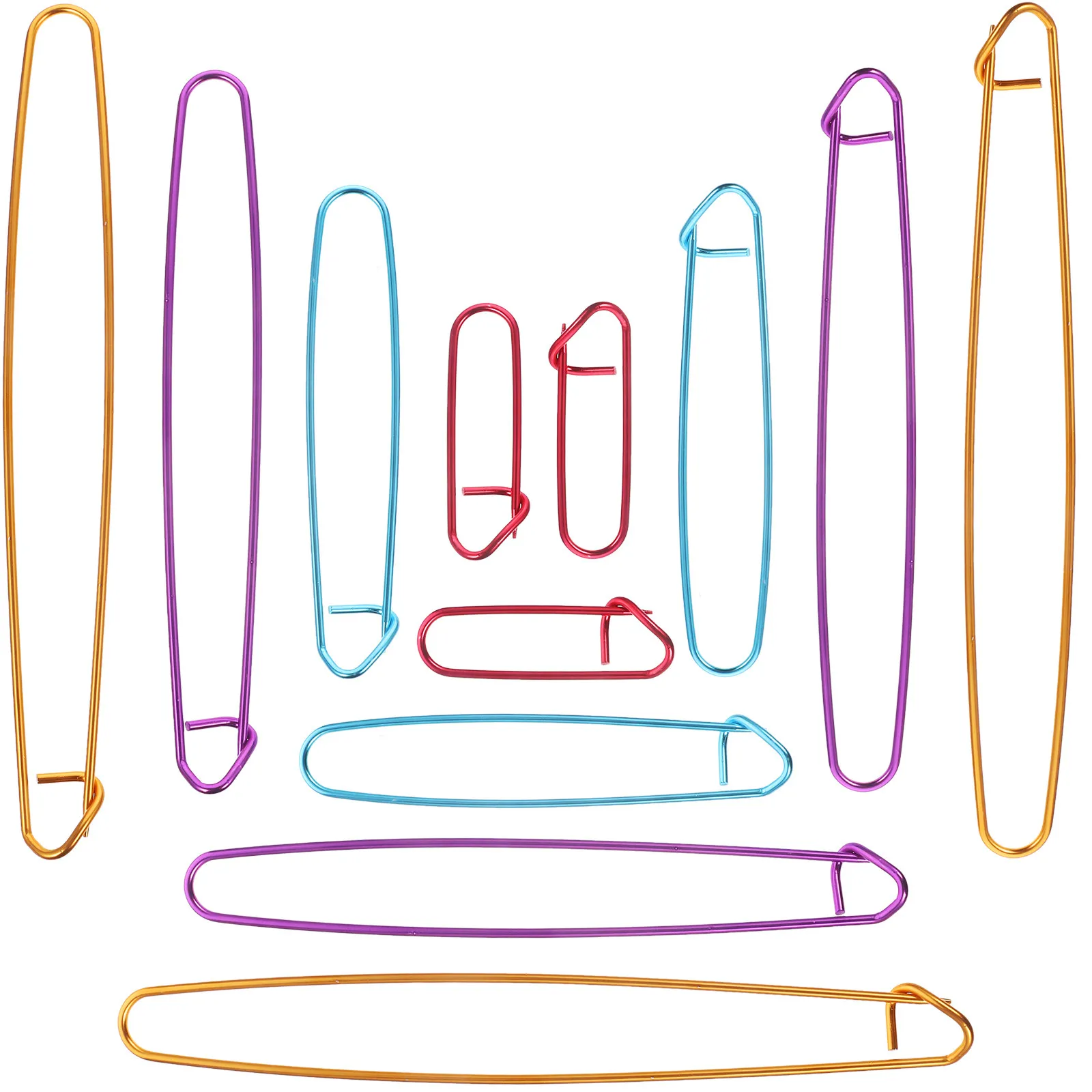12 Piezas de Sujetadores de Punto Versátiles de Aluminio, 4 Tamaños (6cm, 12cm, 17cm, 20cm), Fáciles de Abrir y Cerrar, Alfileres de Seguridad para Tejer y Hacer Crochet, Ideales para Bufandas