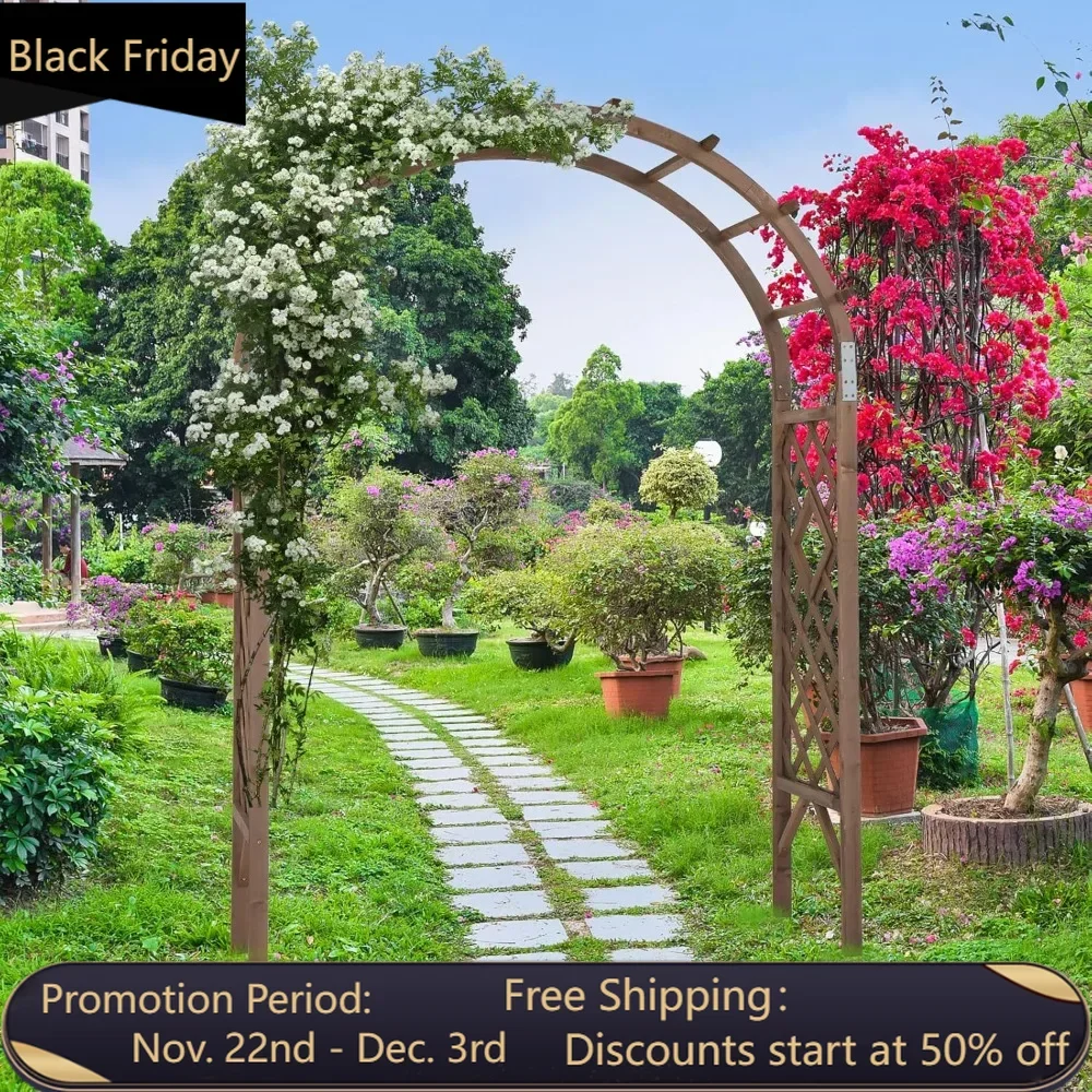 Wooden Garden Arbor, Wedding Arch, 7ft Arch Backdrop Stand for Ceremony, Wood Trellis for Plant Climbing, Christmas Decor