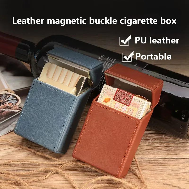 Estuche de Cuero para Cigarrillos, Capacidad para 20 Cigarrillos King Size |   Portafolios Vintage con Textura Granulada |   Regalo Retro para Hombre