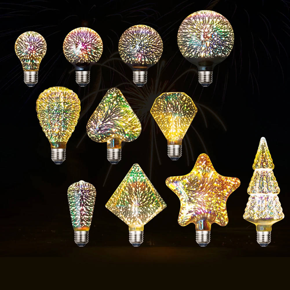 

3D Colorful Firework Fairy Multicolor Light Bulb 4.5W Light Bulb E27 Vintage Edison Bulb Last Up To 30000H Star Shine Decoration