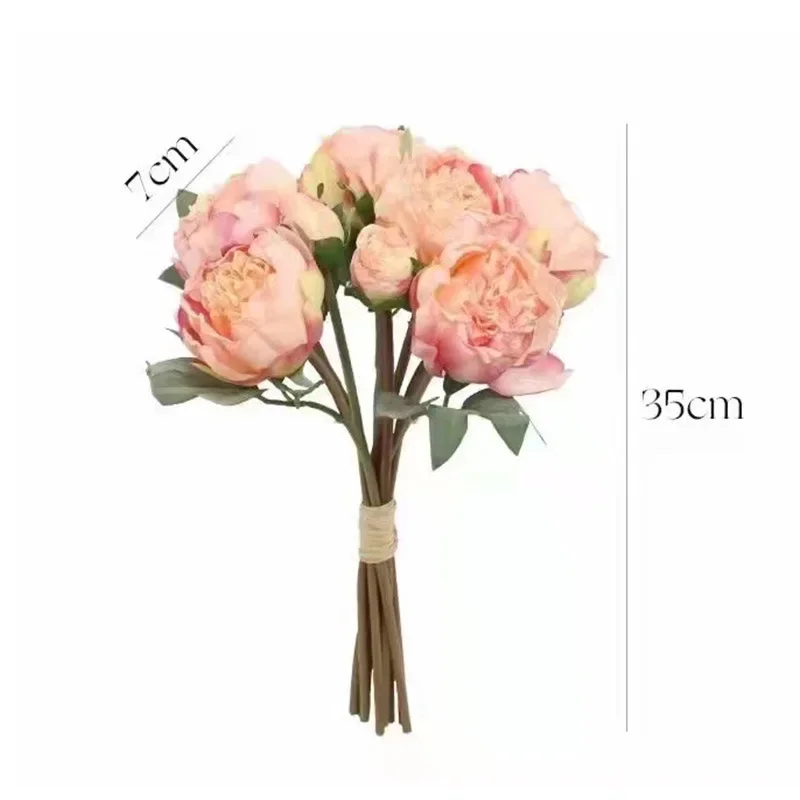 High Quality 10 Heads Peony Silk Artificial Flowers Vintage Bouquet Peonies Flowers for Home Table Centerpieces Wedding Decora