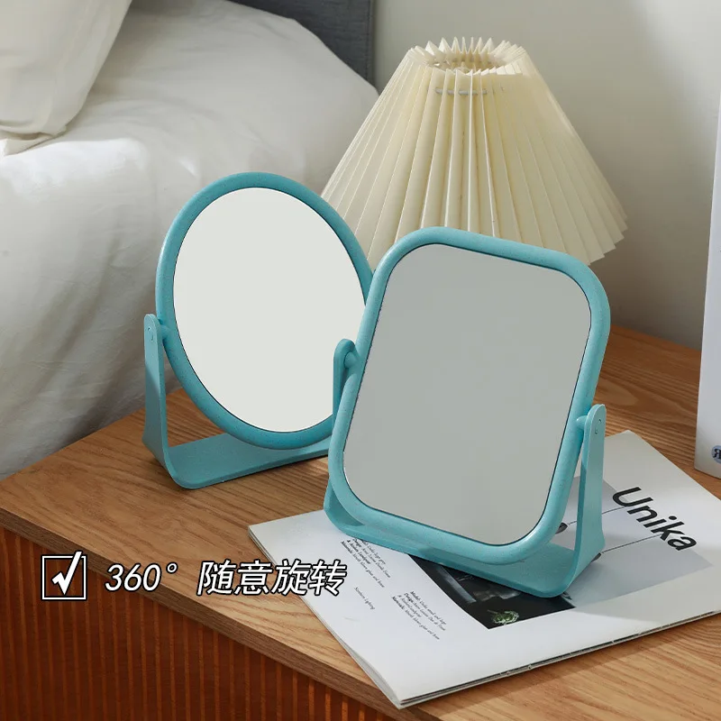 360° Rotating Desktop Vanity Mirror INS-Style Compact Makeup Mirror for Bedroom Dormitory Foldable Adjustable Stand