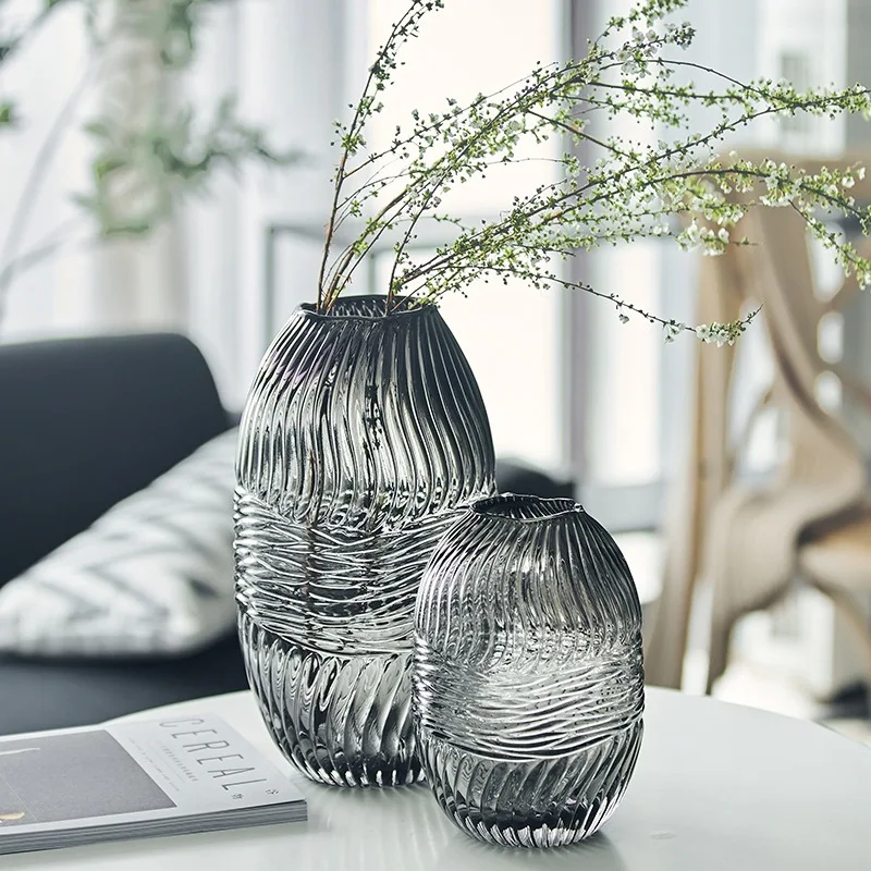 Glass Flower Vase Aesthetic Transparant Retro Terrarium Creative Vase Living Room Large Dekoracje Do Pokoju Boho Decor