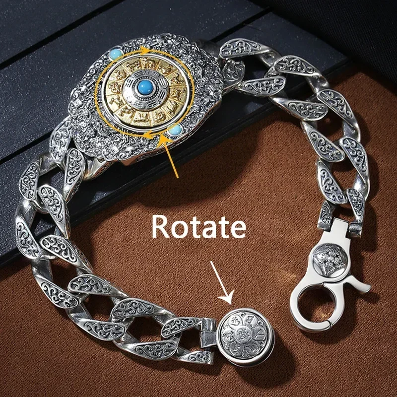 New Guochao Jiugong Bagua Rotating Bracelet Men's Old Chinese National Style Domineering Bracelets Fashion Jewelry