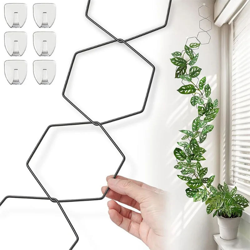 

18Pcs Hexagonal Plant Trellis with 6 Hooks Sturdy Iron Chain Support for Indoor Outdoor Potted Climbing Plants