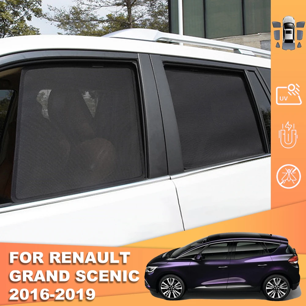 

For Renault GRAND SCENIC IV 2016-2022 Magnetic Car SunShade Cover Front Windshield Curtain Rear Side Baby Window Sun shade Visor