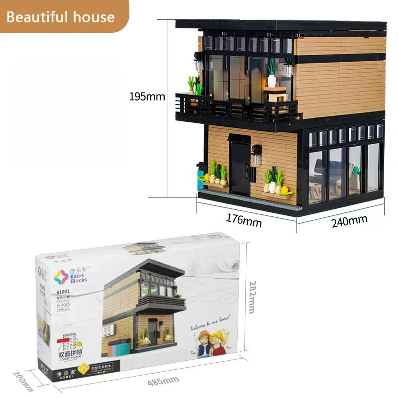 PLEJ61001 City Architecture Villa Cottage Model Building Blocks Compatible Modern Houses Modular Home Village Construction Toys