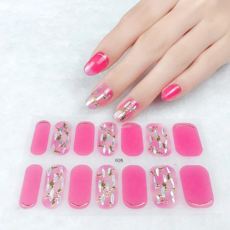 3D Drill Gel Nail Sticker Waterproof Nail Polish Film Wraps Full Cover Adhesive Nail Decals Manicure Decor Nail Art Accessories