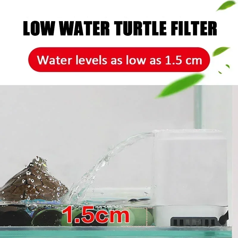 Turtle Low Water Filter with Cotton Filter Aquarium 3-in-1 Ultra Silent Waterfall Filter Water Circulation Turtle Tank Supplies