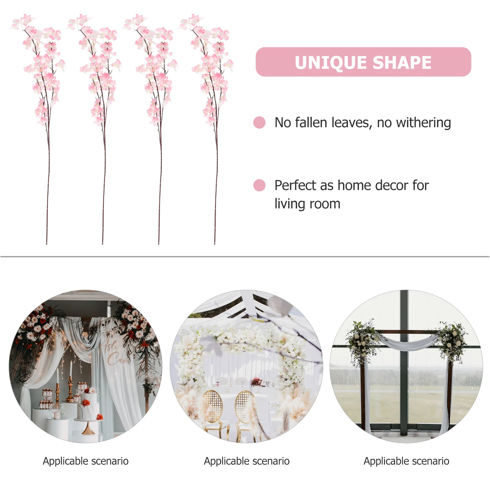 

Simulated Cherry Blossom Branches Flower Stem Faux Tree Flowers Decoration Artificial