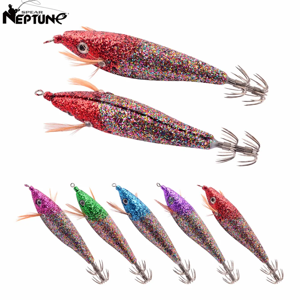 

2pcs Squid Jig 10cm 10.2g Fishing Lures Wood Shrimp Artificial Hard Bait Octopus Cuttlefish Jigs Hook Spinnerbait for Sea Goods