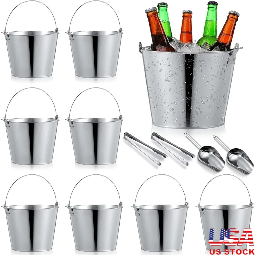 

12 шт. ведра для пива из нержавеющей стали, лопаты для льда, щипцы, набор холодильников для вечеринок, летний бассейн, свадьба, столовая, незаменимый