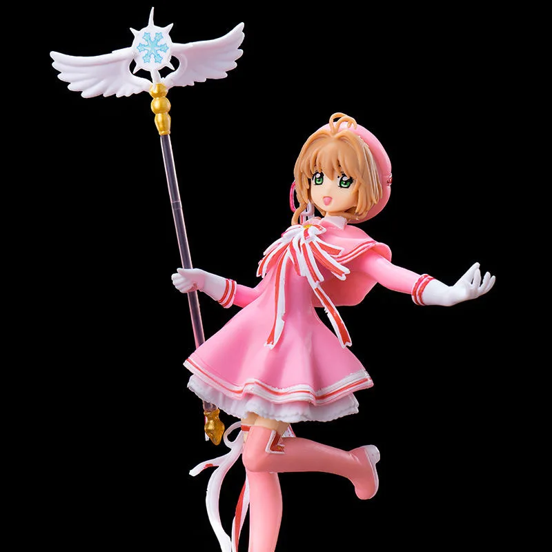 17CM 2023 New Anime Card Captor Kinomoto Pink Sakura Kawaii Action Figure PVC Models Toys Doll Collect Ornament Gifts