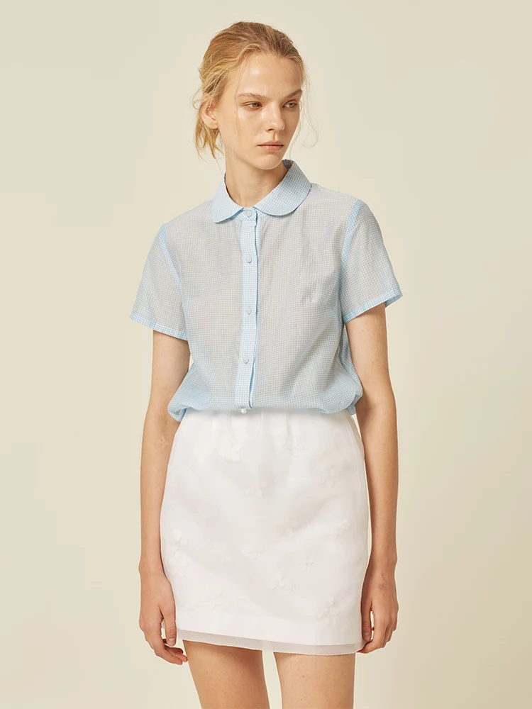 

BONUET 6A ade Heavyweight Tee-Layer Silk ort Skirt Hand Embroidered 3D Flower Stitches Simple Sle mid Waist Design