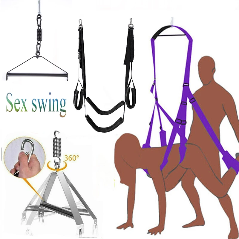 Four Pad Soft Sex Swing Sex Furniture Fetish Bondage Adult Game Seat Slave Slings Swings Adjustable Straps for Couples Sex Toys