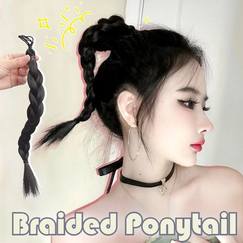 

12inch Short Natural Hair Ponytail Extension with Hair Ties Soft Synthetic Hair Pieces for Women Braid Ponytail Girls Daily Wear