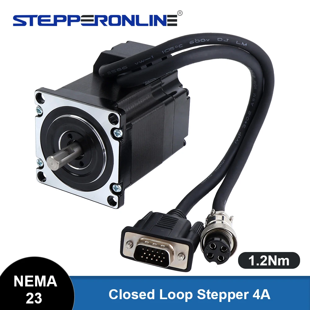 STEPPERONLINE Nema 23 Closed Loop Stepper Servo Motor 1.2Nm 4A with Optical Incremental Encoder 1000PPR for CNC