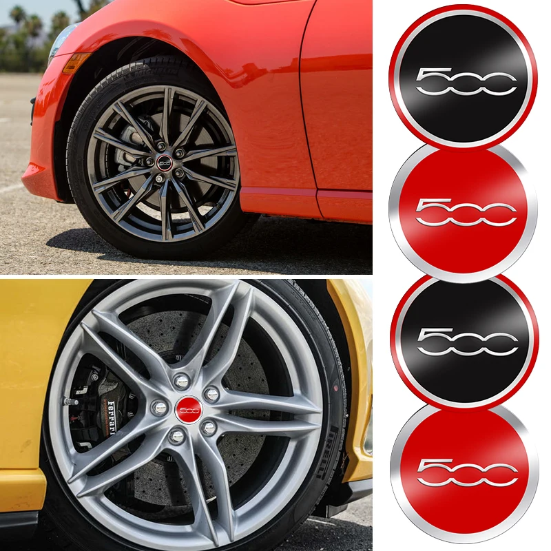 

4Pcs Aluminum Metal Emblem Car Wheel Center Hub Caps Sticker Badge For Fiat 500 Abarth Punto Bravo Stilo Panda Car Styling