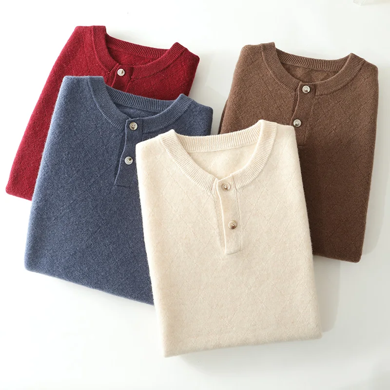 Autumn And Winter New Men's Wool Loose Round Neck Pullover Sweater Leisure Business Knitting Bottoming Shirt