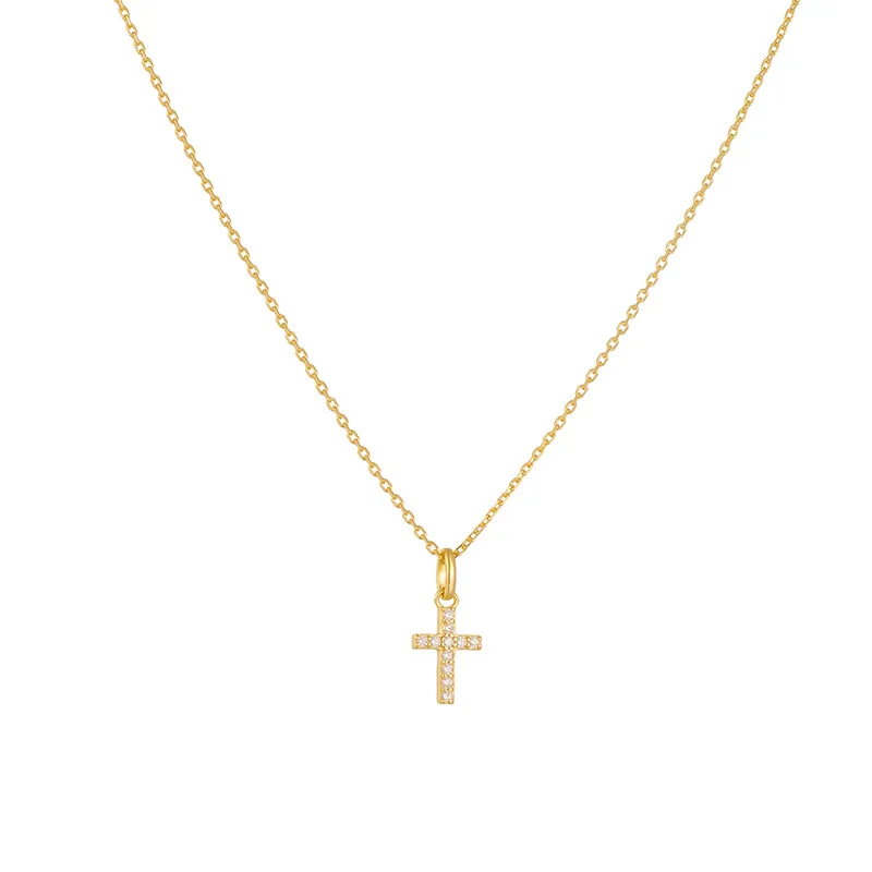 Delicate Cross 925 Sterling Silver Pendant Necklace Adjustable