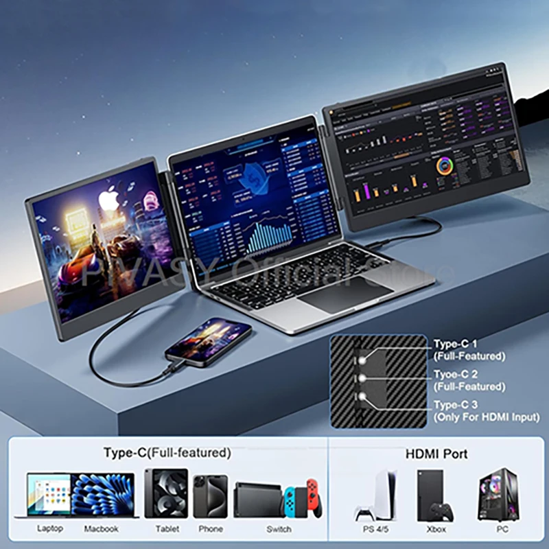 

14Inch Portable Monitor LED Gaming Extended Display Full HD Double Screen HDMI TYPEC Laptop Monitor for Pc Gamer 1920x1080