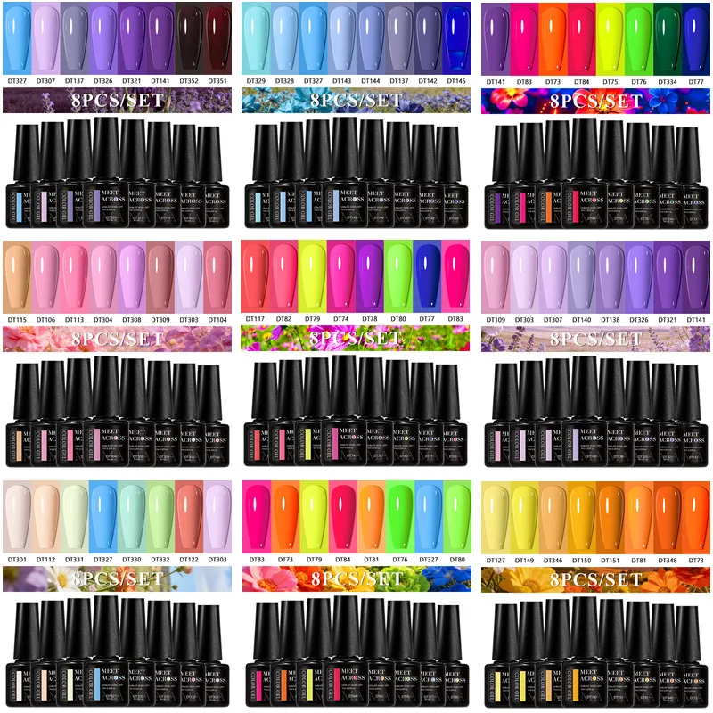 

Набор из 8 флуоресцентных гель-лаков: розовый, синий, фиолетовый, без HEMA и TPO, полуперманентный, УФ-гель-лак для ногтей, снимаемый замачиванием, принадлежности для маникюра