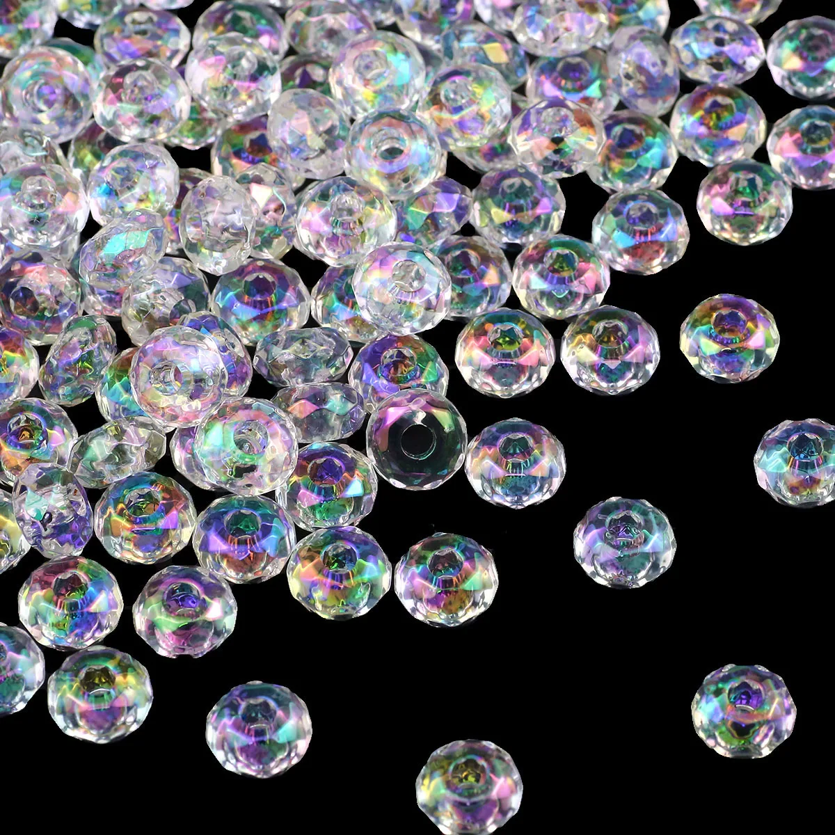 Acryl Transluzente AB Bunte Rad Perlen 14mm Glas Spacer Lose Perlen Für Schmuck Machen Armband DIY Schlüsselbund Zubehör