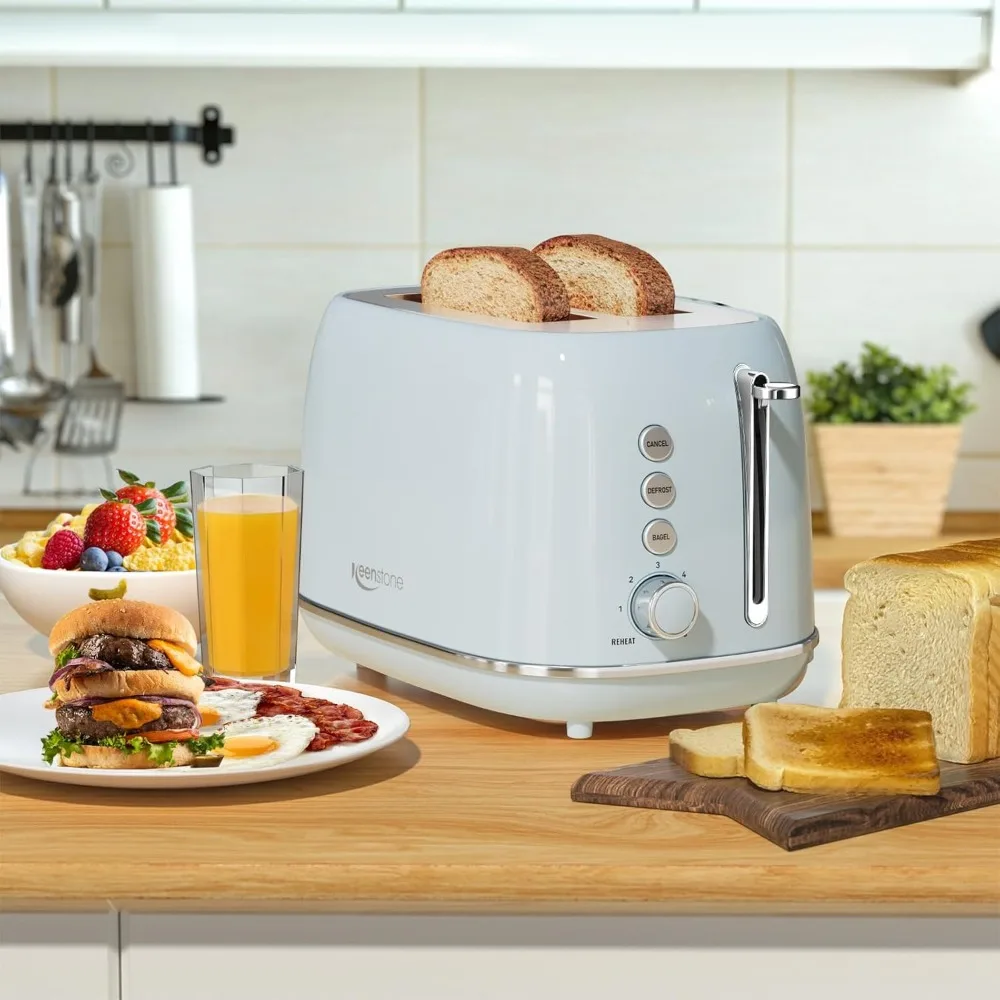 

2 Slice Toaster Retro Stainless Steel Toaster with Bagel, Cancel, Defrost Function and 6 Bread Shade Settings Bread Toaster,Blue
