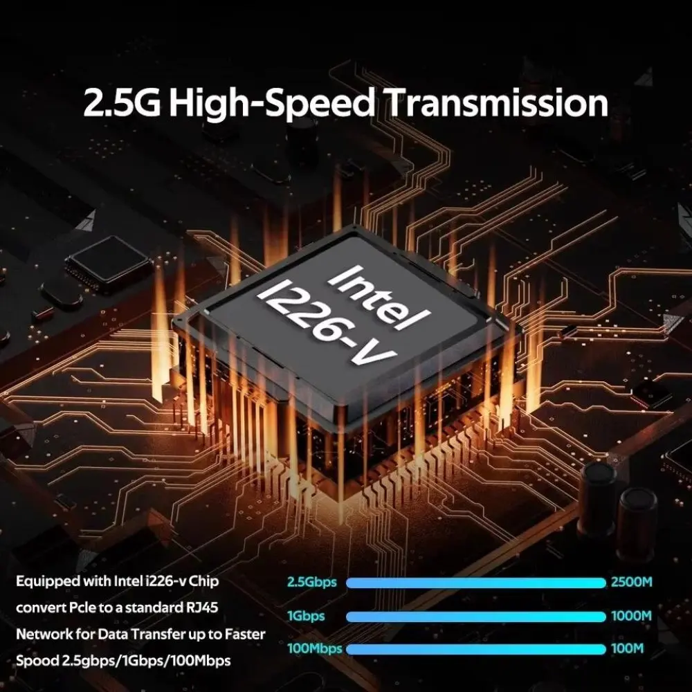 2.5G PCIe to RJ45 Network Card I226 Chipset 2500/1000/100Mbps LAN Controller Gigabit Ethernet PCI Express Adapter For Win10/11