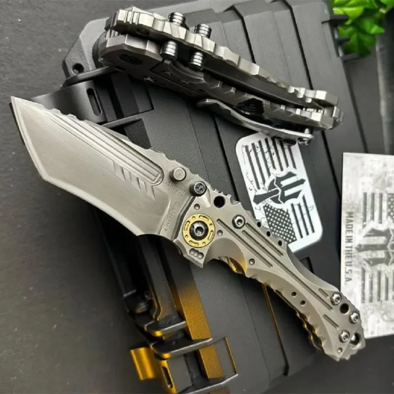 T1 الثقيلة سكين للفرد Z-Wear شفرة TC4 سبائك التيتانيوم مقبض التخييم الصيد الصيد سكينة تكتيكية EDC سكينة سفر