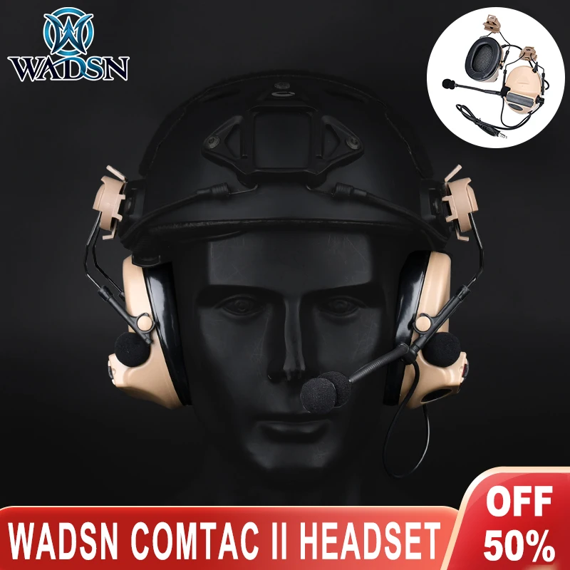 

WADSN Tactica C2 COMTACII Headset Polar Noise Reduction Fast Helmet Kenwood U94 PTT 20MM Rail Ourdoor Hunting Shooting Headphone